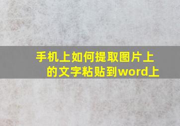 手机上如何提取图片上的文字粘贴到word上