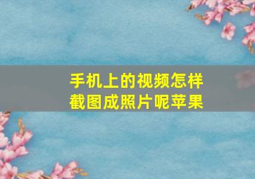 手机上的视频怎样截图成照片呢苹果