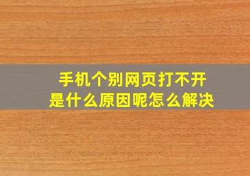 手机个别网页打不开是什么原因呢怎么解决