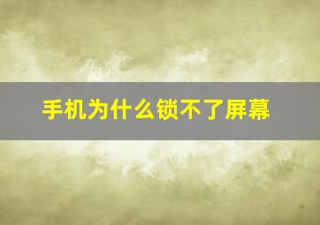 手机为什么锁不了屏幕