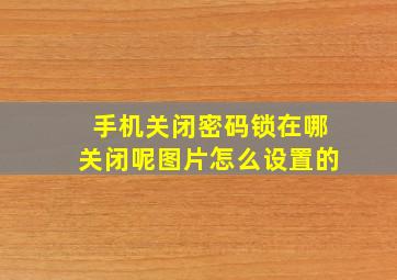 手机关闭密码锁在哪关闭呢图片怎么设置的