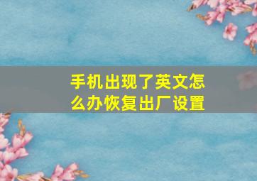 手机出现了英文怎么办恢复出厂设置