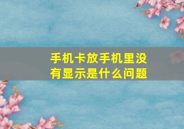 手机卡放手机里没有显示是什么问题