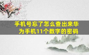 手机号忘了怎么查出来华为手机11个数字的密码