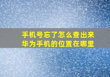 手机号忘了怎么查出来华为手机的位置在哪里