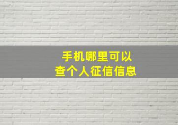 手机哪里可以查个人征信信息