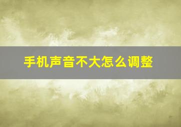 手机声音不大怎么调整