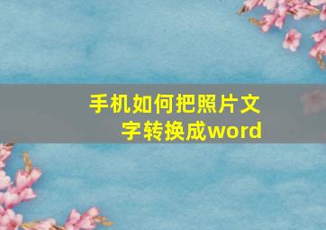 手机如何把照片文字转换成word