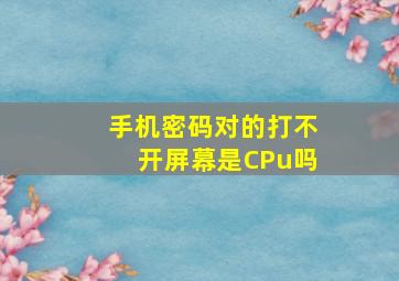 手机密码对的打不开屏幕是CPu吗