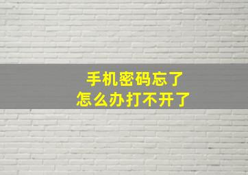 手机密码忘了怎么办打不开了