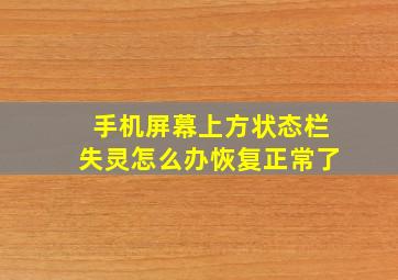 手机屏幕上方状态栏失灵怎么办恢复正常了