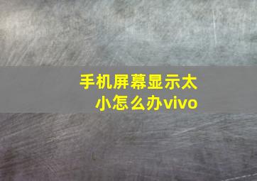 手机屏幕显示太小怎么办vivo