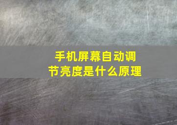 手机屏幕自动调节亮度是什么原理