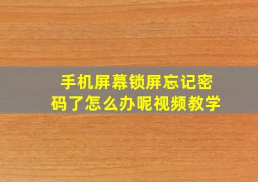 手机屏幕锁屏忘记密码了怎么办呢视频教学