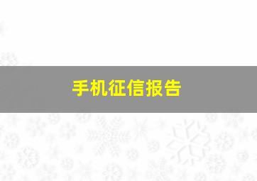 手机征信报告