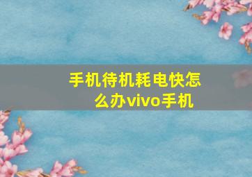 手机待机耗电快怎么办vivo手机