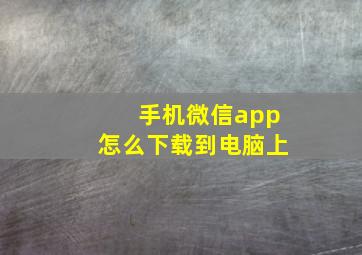 手机微信app怎么下载到电脑上