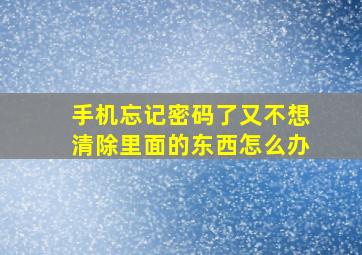 手机忘记密码了又不想清除里面的东西怎么办