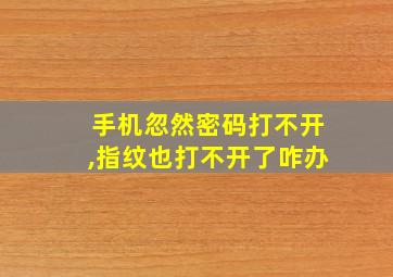 手机忽然密码打不开,指纹也打不开了咋办