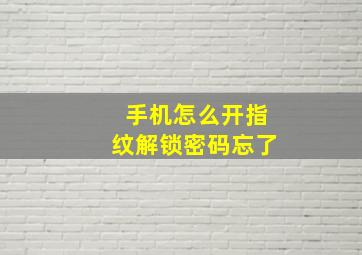 手机怎么开指纹解锁密码忘了