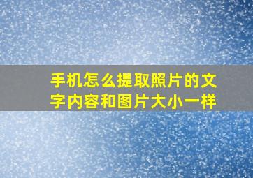 手机怎么提取照片的文字内容和图片大小一样