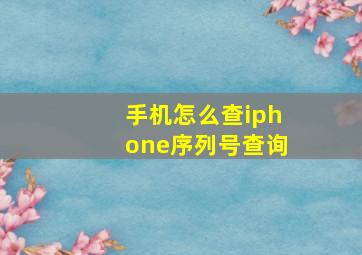 手机怎么查iphone序列号查询