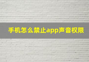 手机怎么禁止app声音权限