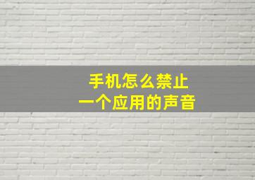 手机怎么禁止一个应用的声音