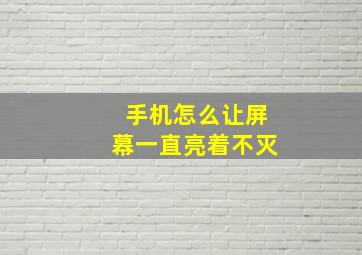 手机怎么让屏幕一直亮着不灭