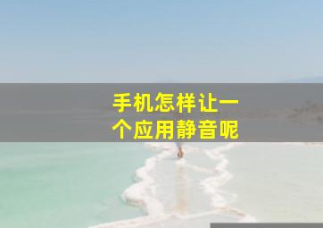 手机怎样让一个应用静音呢