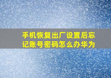 手机恢复出厂设置后忘记账号密码怎么办华为