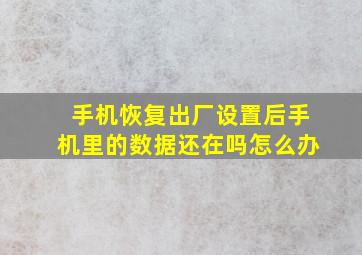 手机恢复出厂设置后手机里的数据还在吗怎么办