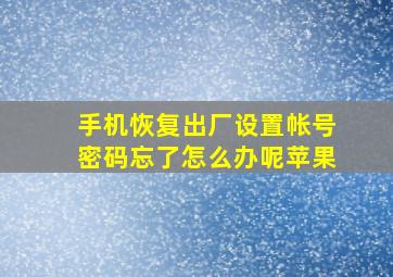 手机恢复出厂设置帐号密码忘了怎么办呢苹果