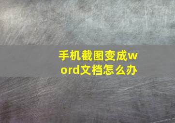 手机截图变成word文档怎么办