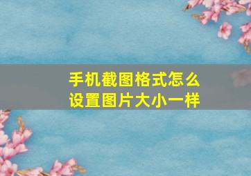 手机截图格式怎么设置图片大小一样