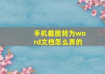 手机截图转为word文档怎么弄的