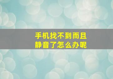 手机找不到而且静音了怎么办呢