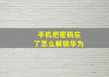 手机把密码忘了怎么解锁华为