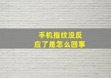 手机指纹没反应了是怎么回事