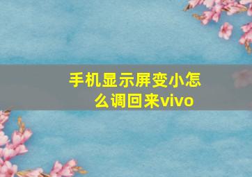 手机显示屏变小怎么调回来vivo