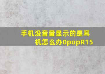 手机没音量显示的是耳机怎么办0popR15