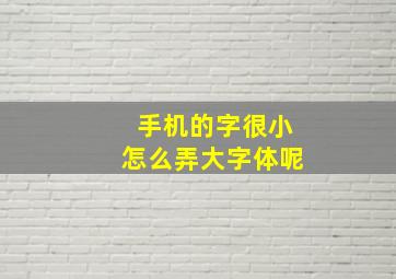 手机的字很小怎么弄大字体呢