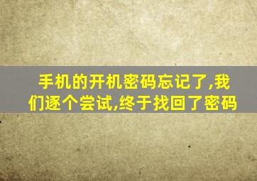 手机的开机密码忘记了,我们逐个尝试,终于找回了密码