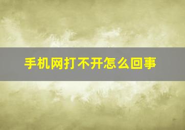 手机网打不开怎么回事