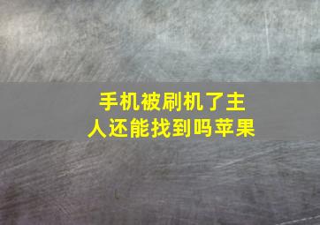 手机被刷机了主人还能找到吗苹果