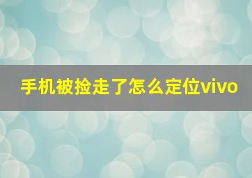 手机被捡走了怎么定位vivo