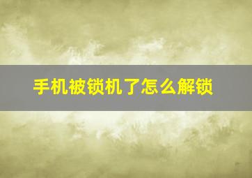 手机被锁机了怎么解锁