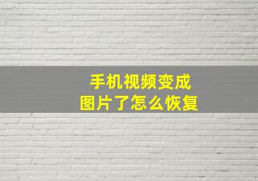 手机视频变成图片了怎么恢复