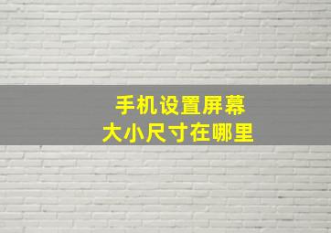 手机设置屏幕大小尺寸在哪里