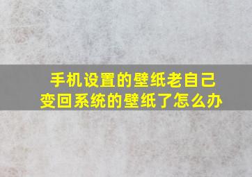 手机设置的壁纸老自己变回系统的壁纸了怎么办